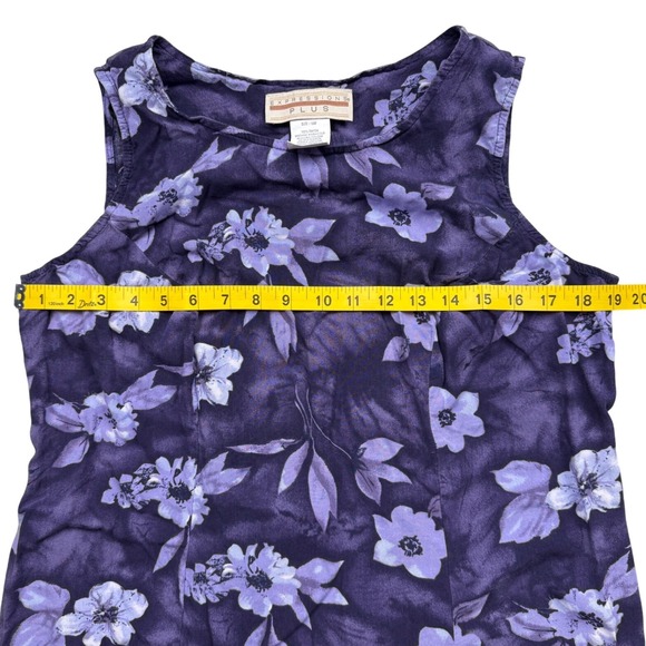 Plus Size 16W Purple Floral Maxi Dress Rayon Boho Sleeveless - Picture 4 of 5